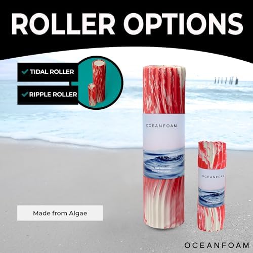 Oceanfoam Tidal Roller - Red Marbled - Muscle Massage Foam Roller for Back Pain & Stretching - Firm and Ergonomic Wide Wave Textured - Yoga, Athletics, & Wellness - Full Size, 20" x 5" - Image 5