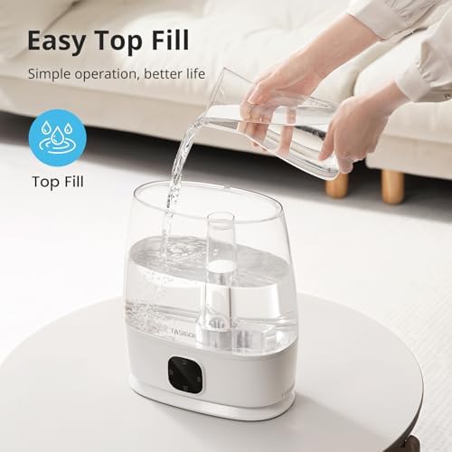 Humidifiers for Bedroom Home, 6L Cool and Warm Mist Air Humidifier for Large Room Baby Nursery, 50H Easy Clean and Top Fill, Quiet with Ultrasonic, Essential Oils, Auto Mode, for House, Plants - Image 2