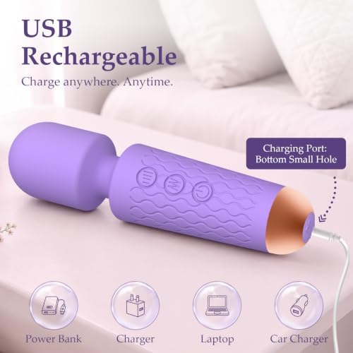 Handheld Massager Premium Silicone 20 Mode Rose Purple Tool to Relax Muscle - Image 3