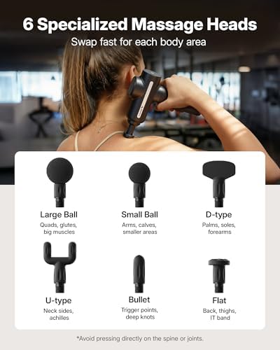 MERACH Massage Gun Deep Tissues Quiet Brushless Motor 6 Heads & 5 Speeds - Image 6