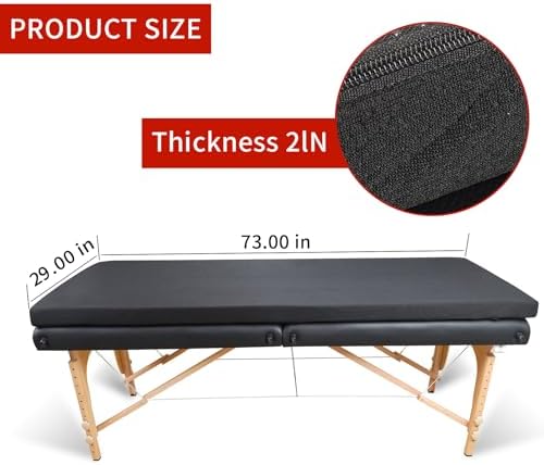 Lash Bed Foam Topper for Massage, 73x29x2 Inch Black Memory Foam Mattress With Removable Cover, Non-Slip Elastic Bands (Bed Not Included), for Beauty - Image 2