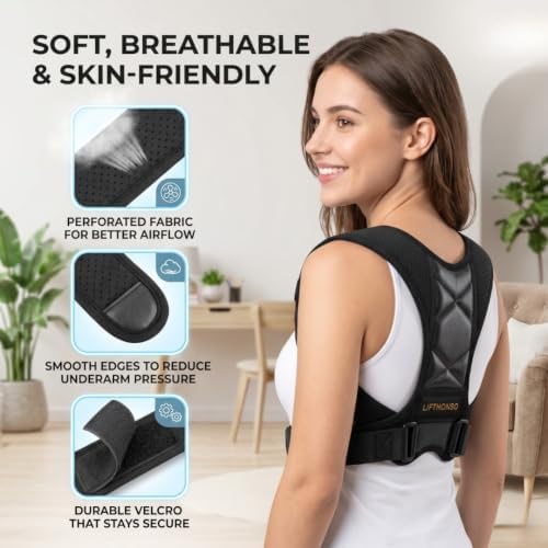 Back Posture Corrector for Adults – Adjustable Upper Back Brace for Women & Men, Breathable Shoulder Straightener & Spine Support, Helps Relieve Neck, Shoulder & Upper Back Discomfort – Discreet Under Clothes, Suitable for Office, Work & Daily Wear - Image 4