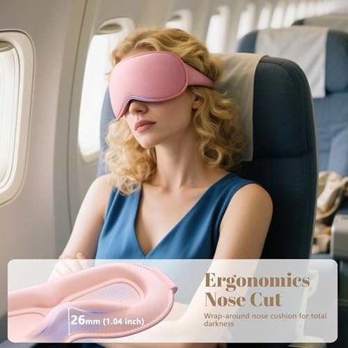 Sleep Mask for Women Men - 100% Blackout Eye Masks for Sleep, Lash Extensions 3D Contoured Sleeping Mask, Soft Adjustable Light Blocking Eye Cover Blindfold for Travel, Pink - Image 4