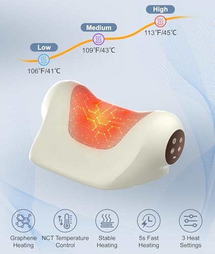 Neck Massager with Heat, Red Light & Vibration Adjustable, Heated Neck Stretcher with 3 Modes, Rechargeable Cervical Traction Device for Pain Relief & Muscle Relaxation, Gift for Women Men - Image 3
