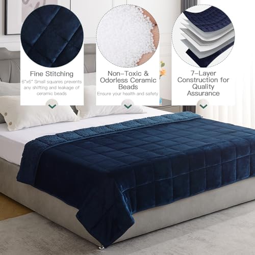 Lofus 15 lbs Weighted Blanket for Adults Queen Size 60" x 80", Navy Blue - Image 4