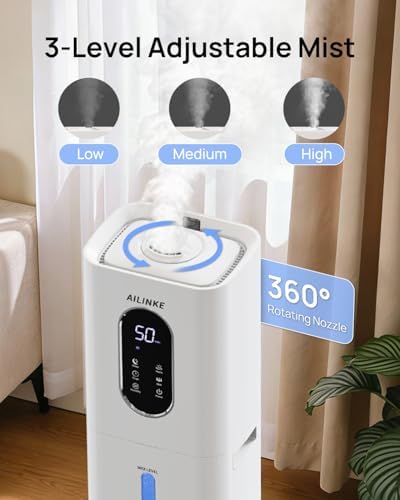 Humidifiers for Bedroom 500 sq ft,2.1Gal/8L Dual Mist Humidifier Large Room - Image 3