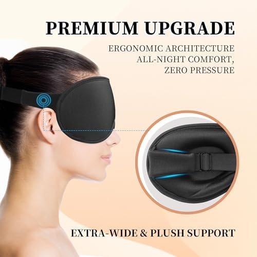 3D Sleep Mask for Men&Women, 2 Pack Contour Eye Masks for Sleep, Side Sleeping Mask for Men&Women, Blackout Eye Mask for Sleeping Eye Mask, Airplane Travel Essentials for Men, Meditation Black & Black - Image 6