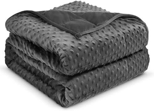 Weighted Blanket 15lbs for Adults, Ultra Soft Minky Dot Heavy Blankets for Sleep, Breathable Washable Throw Blanket with Glass Beads, 48"x72" Twin Size, Grey by greatdaxing