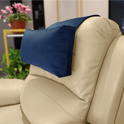 Adjustable Headrest Pillow for Recliners and Armchairs - Non-Slip Velvet Cushion for Neck Support and Pain Relief (Navy) by AmazeCov