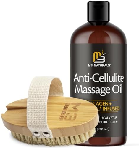 Anti Cellulite Massage Oil and Firm Dry Body Brush Kit, 8 fl oz by M3 - Image 4