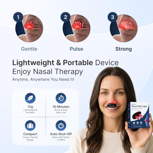 Red Light Therapy for Nose: LED Nasal Wellness Device - Red Light Nose Care Tool with 3 Light Modes, USB Rechargeable Portable Design, Daily Nasal Comfort Support with Auto Shut-Off (Black) - Image 5