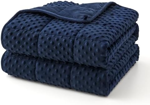 Topcee Weighted Blanket for Adults (15lbs 48"x72"), Minky Dots Heavy Blanket for 140-160lbs Sleeping, Soft, Cozy and Cooling Weighted Throw Blankets, Machine Washable, Blue by Topcee%E2%80%94ForYourGoodSleep