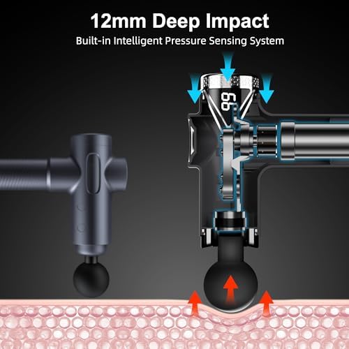 LEERCON Massage Gun Deep Tissue, Percussion Massage Gun for Pain Relief Muscle Back Massager Gun for Athletes with 8 Attachments & 6 Speeds, Gift for Men Women, Black - Image 2