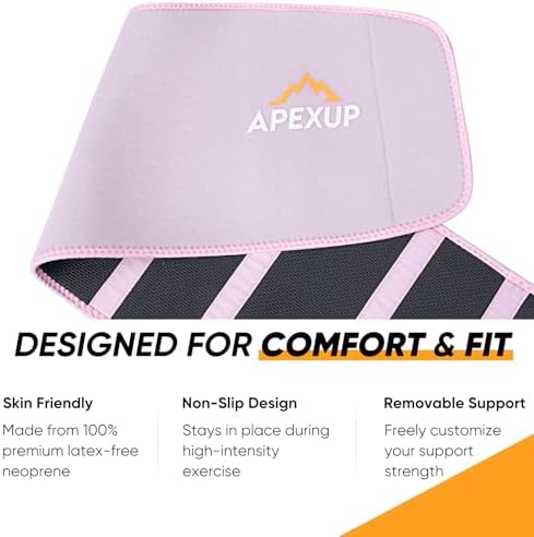 APEXUP Waist Trainer for Women Lower Belly Fat, Men Sweat Band, Stomach Wrap, Waist Trimmer with Removable Lumbar Support - Image 6