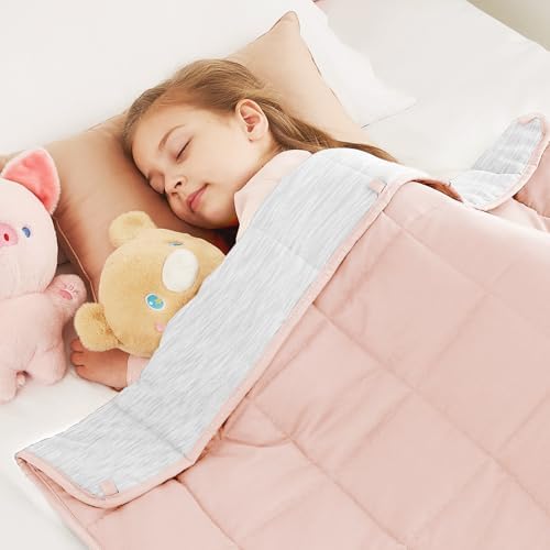 CuteKing Ultra-Cooling Weighted Blanket (7lbs, 40"x 60", Grey+Pink) Absorbs Heat to Keep Adults Cool on Warm Nights, Ultra-Cool Weighted Blanket for Cooling with Premium Glass Beads by CuteKing