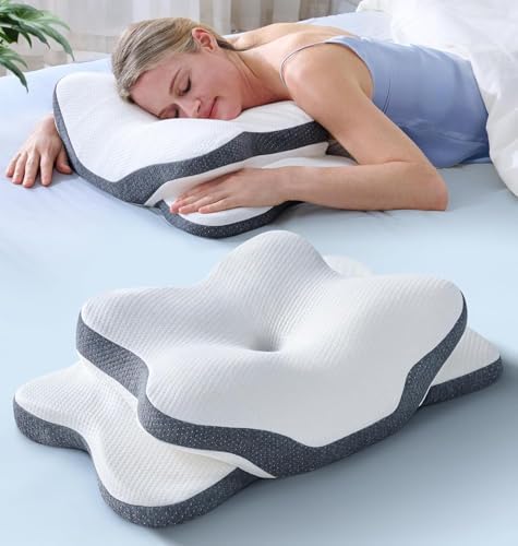 5X Pain Relief Cervical Neck Pillow for Neck Support, Ergonomic Cooling Side Sleeper Pillow for Sleeping, Odorless Contour Memory Foam Pillows, Orthopedic Bed Pillow for Side Back Stomach Sleeper by Latree