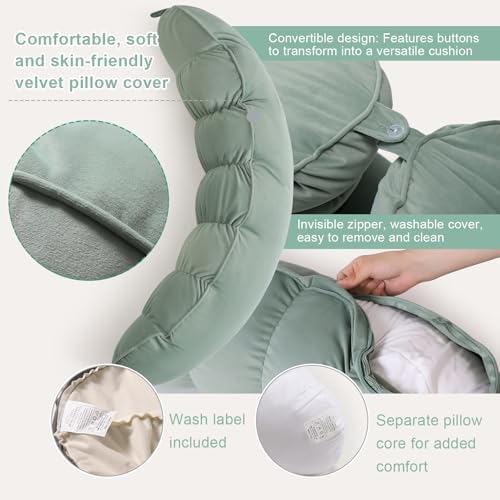 Peallow(Pat. Pend) – Long Round Body Pillow for Adults, Bolster Pillow for Sleeping, Soft and Supportive Pillow for Sleeping & Lumbar Support(Willow Green,39") - Image 4
