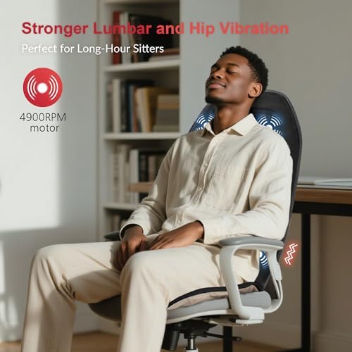 COMFIER Massage Seat Cushion with Heat - 10 Vibration Motors, Back Massager for Chair, （Vibration Massage Only, Not Shiatsu/Rolling,Massage Chair Pad for Back - Image 5