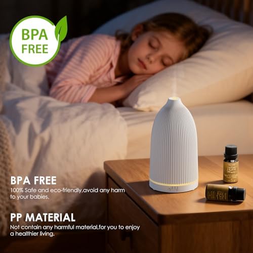 SALKING Essential Oil Diffuser, 100ml Aromatherapy Diffusers with Adjustable Mist Mode Timer Setting, Ultrasonic Diffusers for Essential Oils, 8 LED Colors, for Office Home (White) - Image 6