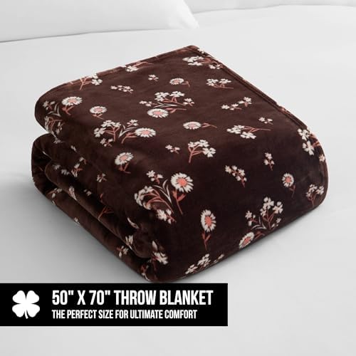 Lucky Brand Daisy Brown Floral 50"X70" Cozy Plush Blanket - Premium Microfiber Throw for Luxurious Comfort and Style - Image 2