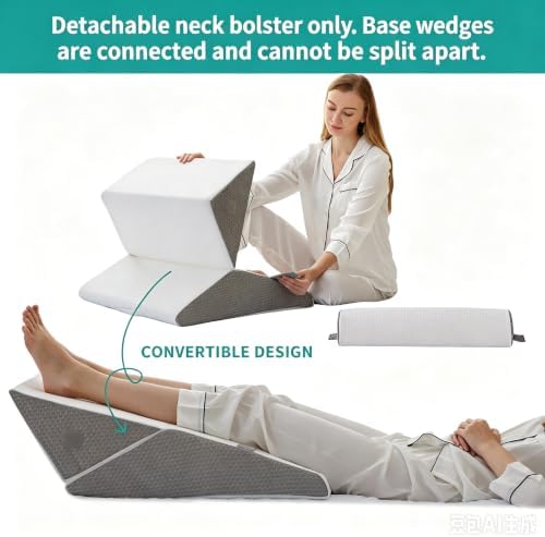 Bedluxe Wedge Pillow Set for After Surgery, Orthopedic Bed Wedge White/Grey - Image 3