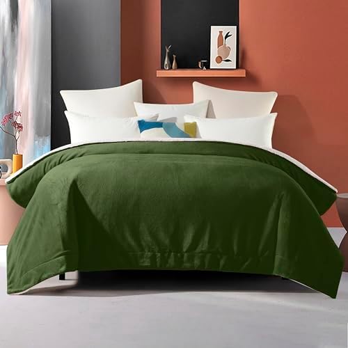 Elegant Comfort Ultra Soft Reversible Flannel Sherpa Blanket - Cozy Silky Fleece Throw for Couch, Bed - Plush Fuzzy Warm Winter Blanket for Gift, King, Sage - Image 4