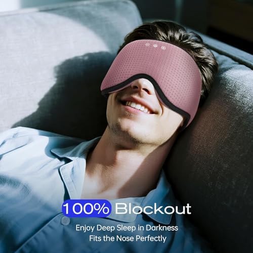 Sleep Mask with Bluetooth 5.4 Headphones, Removable 3D Eye Cups, Timing Sleeping Headphones for Side Sleepers, Wireless Music Eye Mask Speakers for Men, Women, Tech Gifts, Pink - Image 5