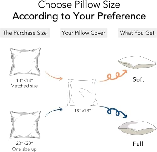FAVRIQ 20 x 20 Pillow Inserts - Firm and Fluffy Decorative Square Sofa Throw Pillow with 100% Cotton Cover - Down Alternative Pack of 4 - Image 7