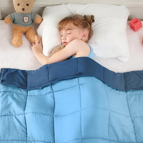 yescool Blue Weighted Blanket 5 Pounds Cooling Weighted Lap Blanket, Heavy Blankets, Weighted Throw Blanket Gifts for 40-60lbs, 36"x48" by yescool
