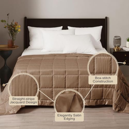 downluxe Weighted Blanket King Size, 18 lb Weighted Blanket with Glass Beads for All Season, Machine Washable Heavy Blanket (Brown, 90 X 108 Inch) - Image 2