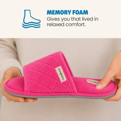 Dearfoams womens Slipper Memory Foam Summer House Shoe Beatrice Terry Slide - Image 4