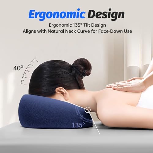 xiaomubiao Face Down Pillows for Massage Table, Massage Headrest for Bed, Face Pillow for Stomach Sleeping, BBL Pillow After Surgery Post Eye Surgery & Vitrectomy Recovery, Removable Cover, Navy Blue - Image 4