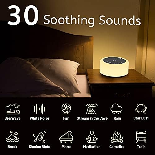 Soother Sleep Sound Machine Night Light White Noise Machine with 30 Soothing Sounds & 12 Color Night Lights for Baby Kids Adults Brown Noise Machine with Timer & Continuous Play for Home Travel Office - Image 2