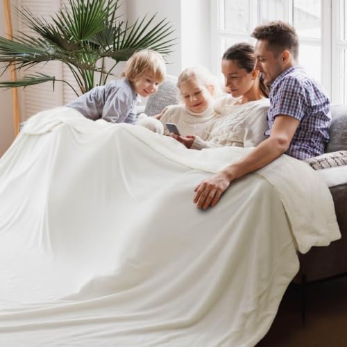 Bedsure GentleSoft Sherpa Fleece Cal King Blankets for Bed, Non-Heated, Thick and Warm Oversized Throw for Women and Men, Soft Fuzzy Plush Large Blanket for Winter, White, 112x98 Inches by BEDSURE