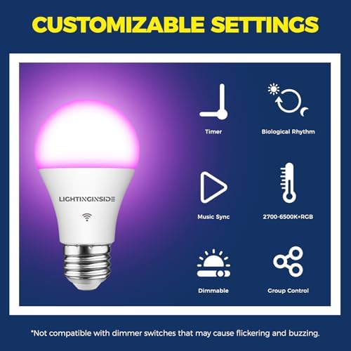Lightinginside Smart Light Bulb Work with Alexa/Google Home/SmartLife, 4PCS - Image 6