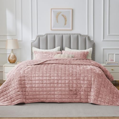 BEDELITE Velvet Quilt Set Queen Size, Luxury Velvet Comforter Bedding - Image 2