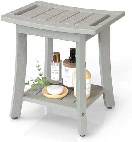 Waterproof HIPS Shower Bench for Inside Shower, Shower Stool, Grey by BEKVEMLIVING