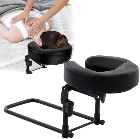 Massage Headrest for Bed, Universal Home Mattress Top Massage Kit, Adjustable Height, Head Holder Face Cradle Face Down Pillow, Home SPA Salon Face Cushion Support Bracket (Black) by Unknown