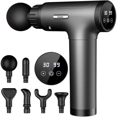 Gvber Massage Gun Deep Tissue 30 Speeds 6 Heads, Grey by Gvber