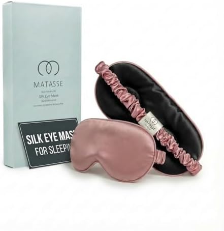 MATASSE 100% Mulberry Silk Sleep Mask, 22 Momme, Pink/Black by MATASSESilkyourlife