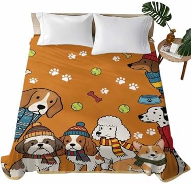 King Flat Sheet Scarf Dog Flat Sheets Only Soft Breathable Microfiber Bedding Top Sheets Luxury Hotel Quality Puppy Animal Paw Print Tennis Ball Yellow King Bed Sheet for All Season Bedroom Dorm Decor by LooPoP