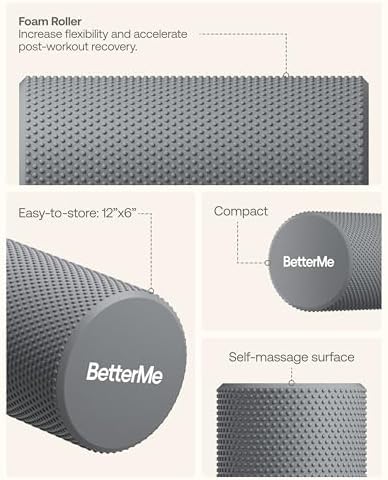 BetterMe Foam Roller for Muscle Recovery – High Density Exercise Roller for Back &Legs – Deep Tissue Massage Roller for Tension, Relief & Stretching (Stone Gray) - Image 5
