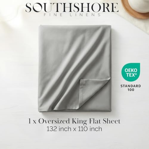 Oversized King Size Flat Sheet Only 132x110 Microfiber Flat Bed Sheet Grey - Image 2