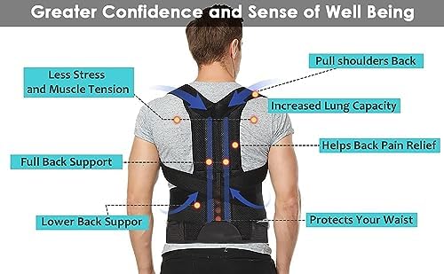 Posture Corrector for Women and Men, Adjustable Back Straightener Posture Corrector,Upper Lower Back Brace Support Belt for Men Women Body Neck Shoulder Trainer (M, Black) - Image 3