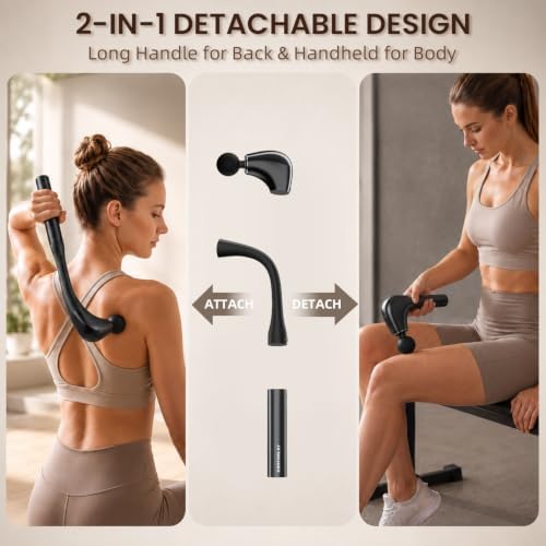 2-in-1 Detachable Muscle Massage Gun Deep Tissue with Extension Handle - Image 3