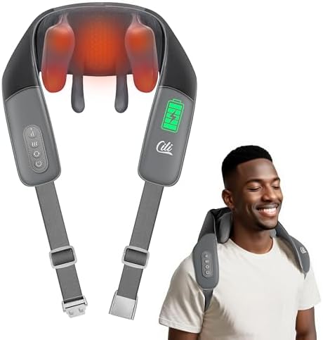 CILI Cordless Massager for Pain Relief Deep Tissue, Shiatsu Neck Back Massager for Pain Relief, 3 Heating Areas & Adjustable Straps, Gifts for Him/Her by CILI