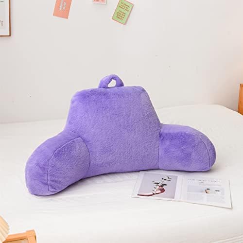 Aimuan Reading Pillow Bed Rest Pillow with Arms Rabbit Fur Cushion for Adults Teens Incline Rest Sitting up & Sleeping Snoring Pillow with Pregnancy Lumbar Back Support (Purple) - Image 2