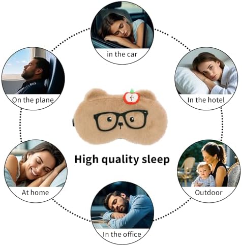 PERFECTSIGHT Sleep Eye Masks, Cute Plush Sleep Eye Cover Lightweight Adjustable Eyeshade Faux Fur Mask Cover for Women Kids Girl Sleep Travel Nap, Glasses Bear - Image 6