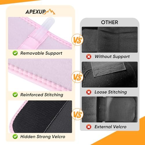 APEXUP Waist Trainer for Women Lower Belly Fat, Men Sweat Band, Stomach Wrap, Waist Trimmer with Removable Lumbar Support - Image 4