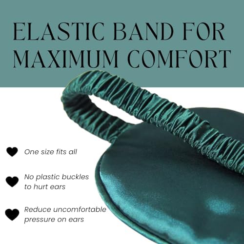 Green Sleep Eye Mask, Blackout Silk Satin Travel Blindfold Set Women - Image 5